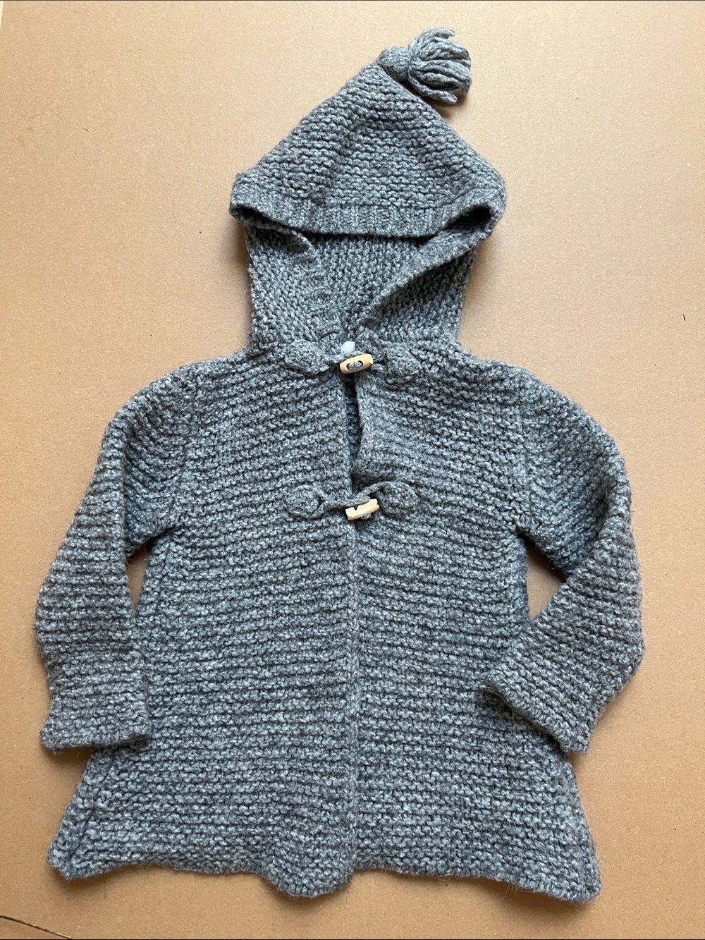 Búho Barcelona Long Knit Hooded Cardigan Alpaca Wool Blend 12-18M